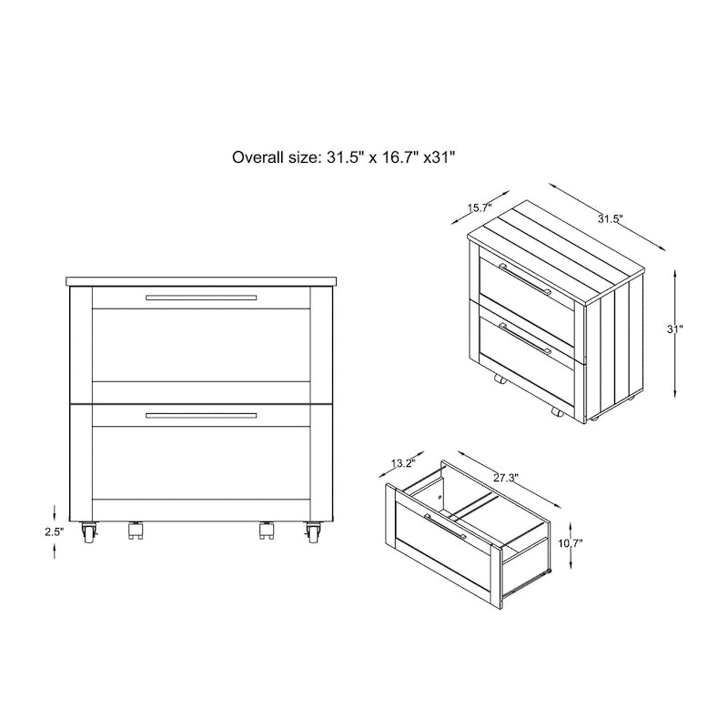 Classificatore a 2 cassetti grigio rustico