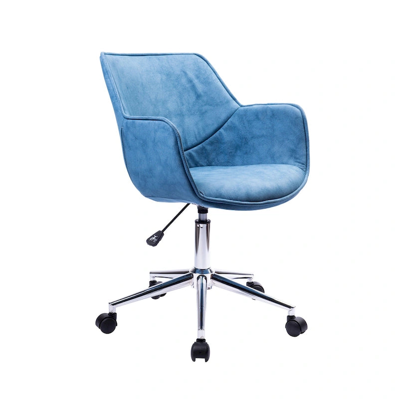 Sedia da ufficio singola in microfibra regolabile (verde/blu/grigio/rosa) con braccioli
