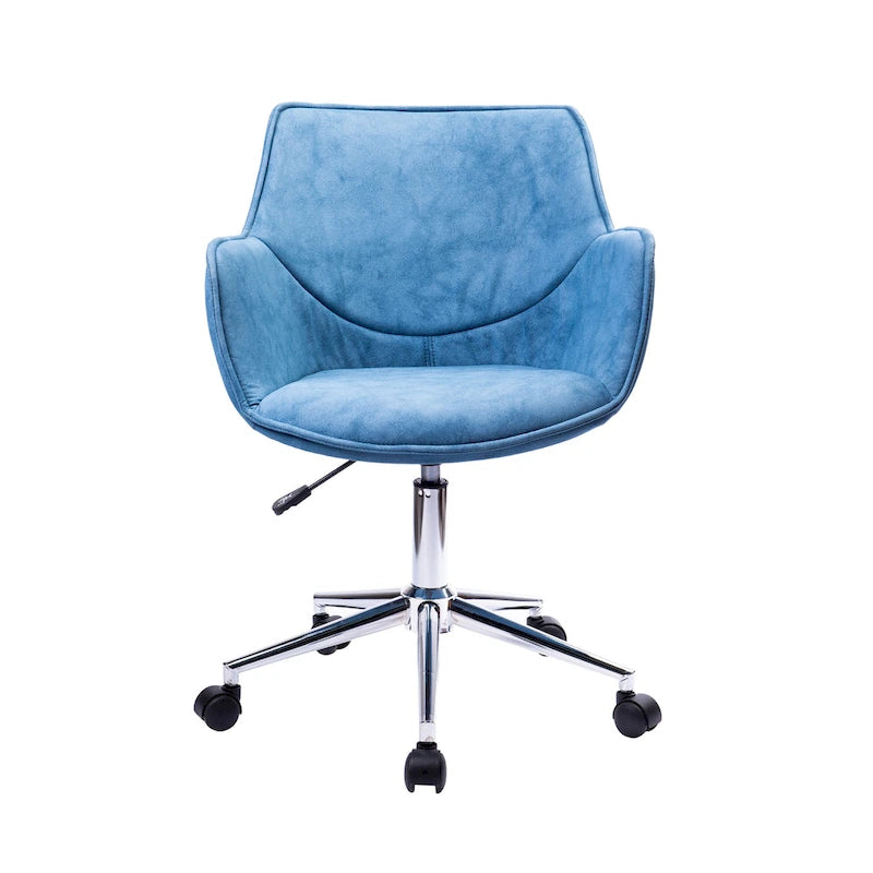 Sedia da ufficio singola in microfibra regolabile (verde/blu/grigio/rosa) con braccioli