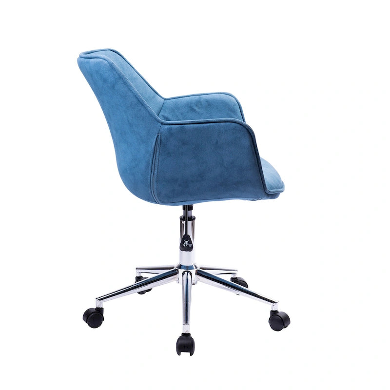 Sedia da ufficio singola in microfibra regolabile (verde/blu/grigio/rosa) con braccioli