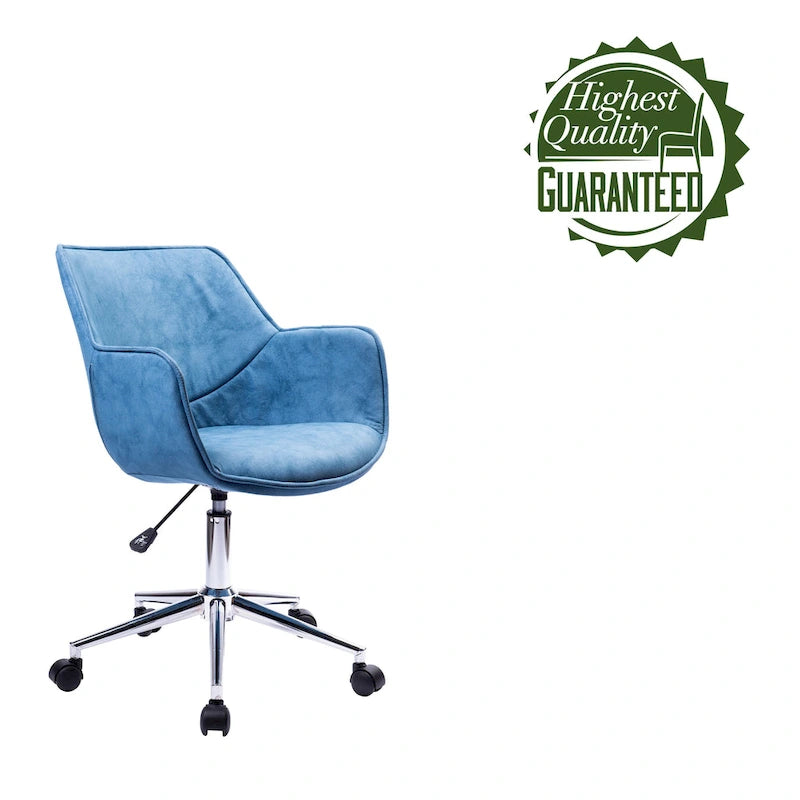 Sedia da ufficio singola in microfibra regolabile (verde/blu/grigio/rosa) con braccioli