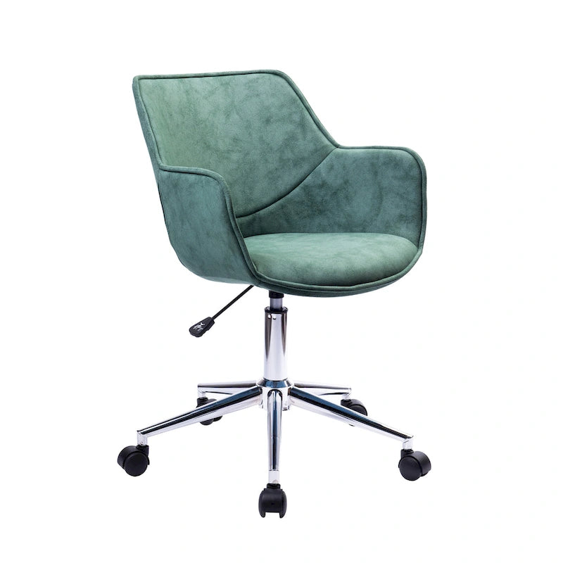 Sedia da ufficio singola in microfibra regolabile (verde/blu/grigio/rosa) con braccioli