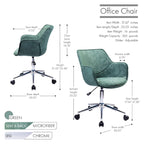 Sedia da ufficio singola in microfibra regolabile (verde/blu/grigio/rosa) con braccioli