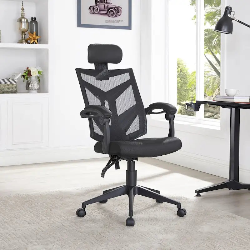 Sedia da ufficio ergonomica regolabile con poggiatesta, sedia da scrivania ergonomica, sedia da ufficio a rete ad alto schienale con supporto lombare e ruote