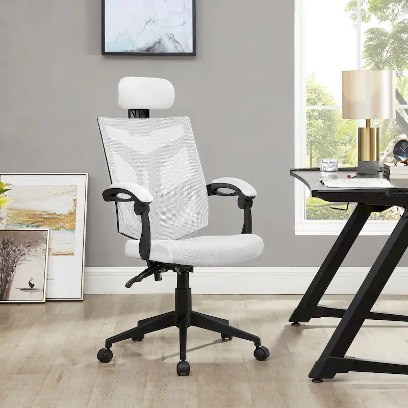 Sedia da ufficio ergonomica regolabile con poggiatesta, sedia da scrivania ergonomica, sedia da ufficio a rete ad alto schienale con supporto lombare e ruote