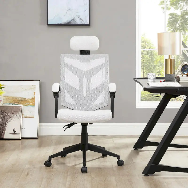 Sedia da ufficio ergonomica regolabile con poggiatesta, sedia da scrivania ergonomica, sedia da ufficio a rete ad alto schienale con supporto lombare e ruote