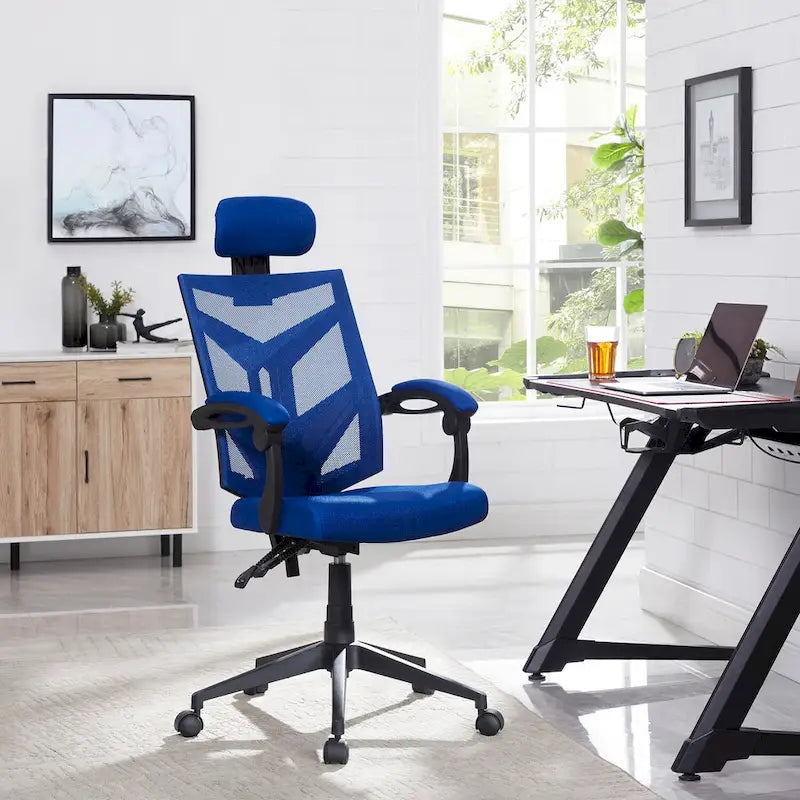 Sedia da ufficio ergonomica regolabile con poggiatesta, sedia da scrivania ergonomica, sedia da ufficio a rete ad alto schienale con supporto lombare e ruote