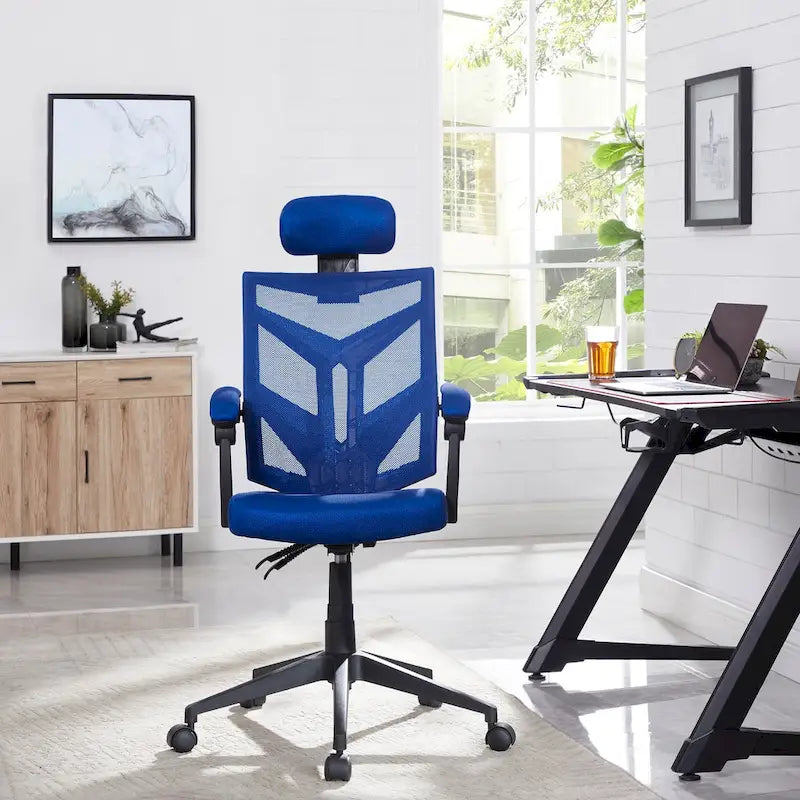 Sedia da ufficio ergonomica regolabile con poggiatesta, sedia da scrivania ergonomica, sedia da ufficio a rete ad alto schienale con supporto lombare e ruote