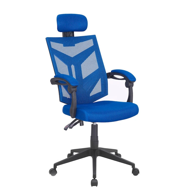 Sedia da ufficio ergonomica regolabile con poggiatesta, sedia da scrivania ergonomica, sedia da ufficio a rete ad alto schienale con supporto lombare e ruote