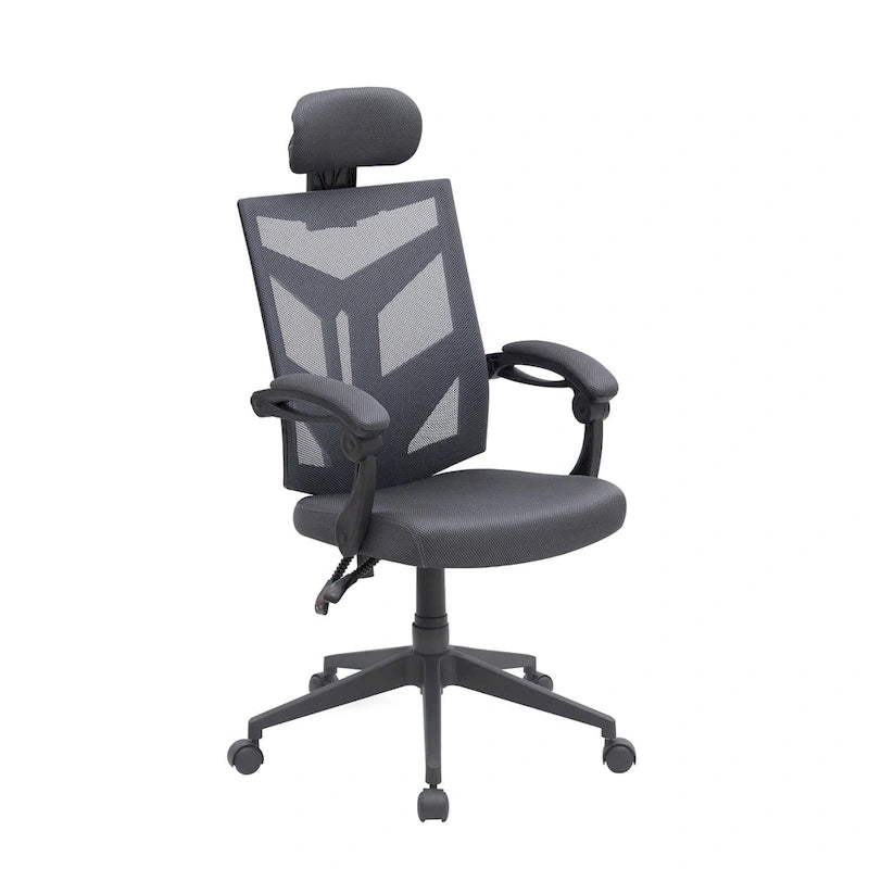 Sedia da ufficio ergonomica regolabile con poggiatesta, sedia da scrivania ergonomica, sedia da ufficio a rete ad alto schienale con supporto lombare e ruote