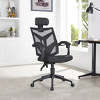 Sedia da ufficio ergonomica regolabile con poggiatesta, sedia da scrivania ergonomica, sedia da ufficio a rete ad alto schienale con supporto lombare e ruote