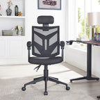 Sedia da ufficio ergonomica regolabile con poggiatesta, sedia da scrivania ergonomica, sedia da ufficio a rete ad alto schienale con supporto lombare e ruote