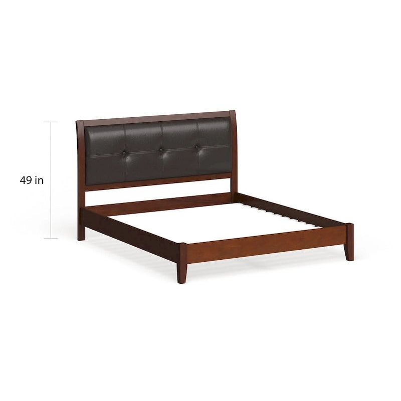 Letto a piattaforma transitorio in similpelle color ciliegio – 2 persone