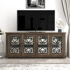 Grigio Pietra / Rovere Nodato, Mobile TV a 4 Ante, Adatto fino a 75 pollici