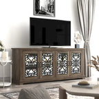 Grigio Pietra / Rovere Nodato, Mobile TV a 4 Ante, Adatto fino a 75 pollici