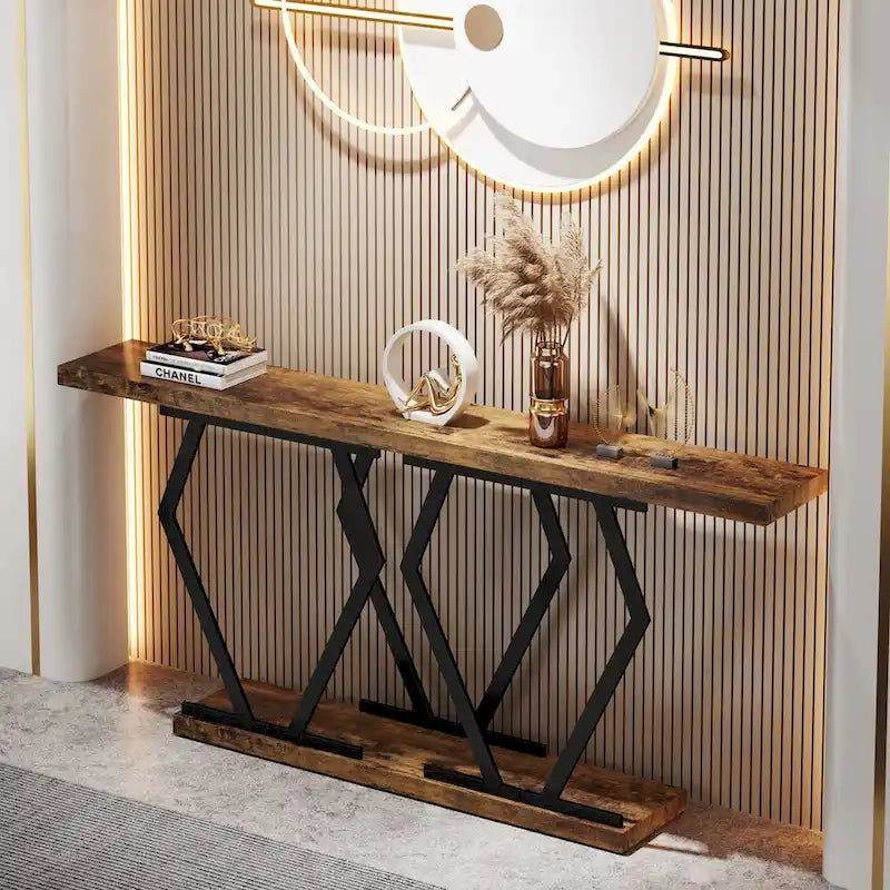 Consolle moderna con ripiano effetto marmo e struttura dorata, 180 cm, 1 pezzo