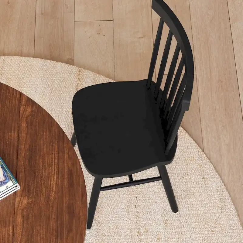 Sedie da pranzo commerciali Windsor Style in legno massello con schienale a fusi – Set da 2
