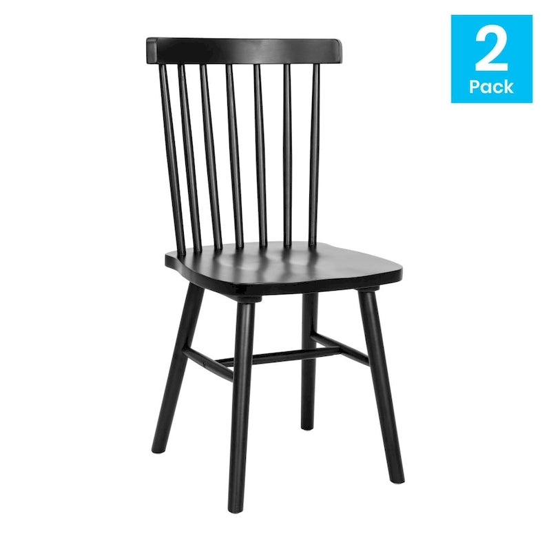 Sedie da pranzo commerciali Windsor Style in legno massello con schienale a fusi – Set da 2