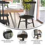 Sedie da pranzo commerciali Windsor Style in legno massello con schienale a fusi – Set da 2