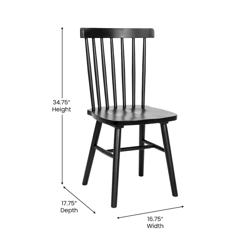 Sedie da pranzo commerciali Windsor Style in legno massello con schienale a fusi – Set da 2