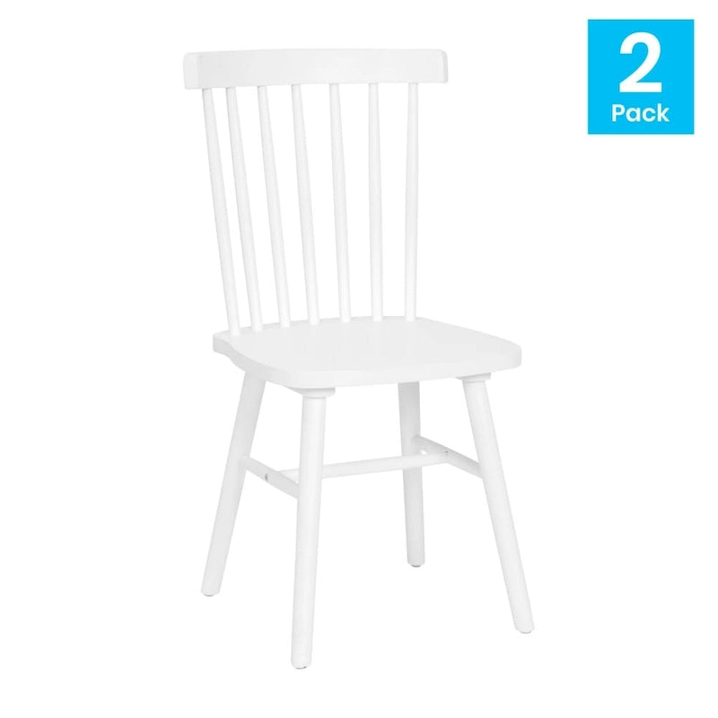 Sedie da pranzo commerciali Windsor Style in legno massello con schienale a fusi – Set da 2