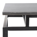 Tavolino d'appoggio a due piani in marmo bianco/nero/grigio, gambe in metallo, per 1 persona