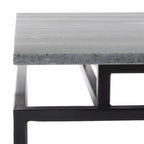 Tavolino d'appoggio a due piani in marmo bianco/nero/grigio, gambe in metallo, per 1 persona
