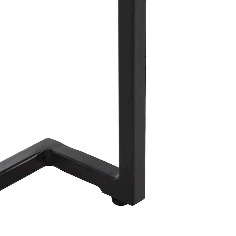 Tavolino d'appoggio a due piani in marmo bianco/nero/grigio, gambe in metallo, per 1 persona