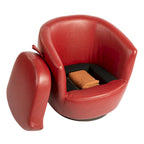 Poltrona Girevole Imbottita a Botte con Contenitore, Sedia Moderna da Salotto per Camera da Letto/Ufficio/Zone Lettura