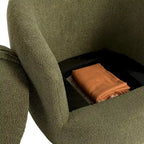 Poltrona Girevole Imbottita a Botte con Contenitore, Sedia Moderna da Salotto per Camera da Letto/Ufficio/Zone Lettura