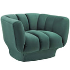 Poltrona in velluto trapuntato a canali verde/blu scuro/rosa antico/grigio, set da 2