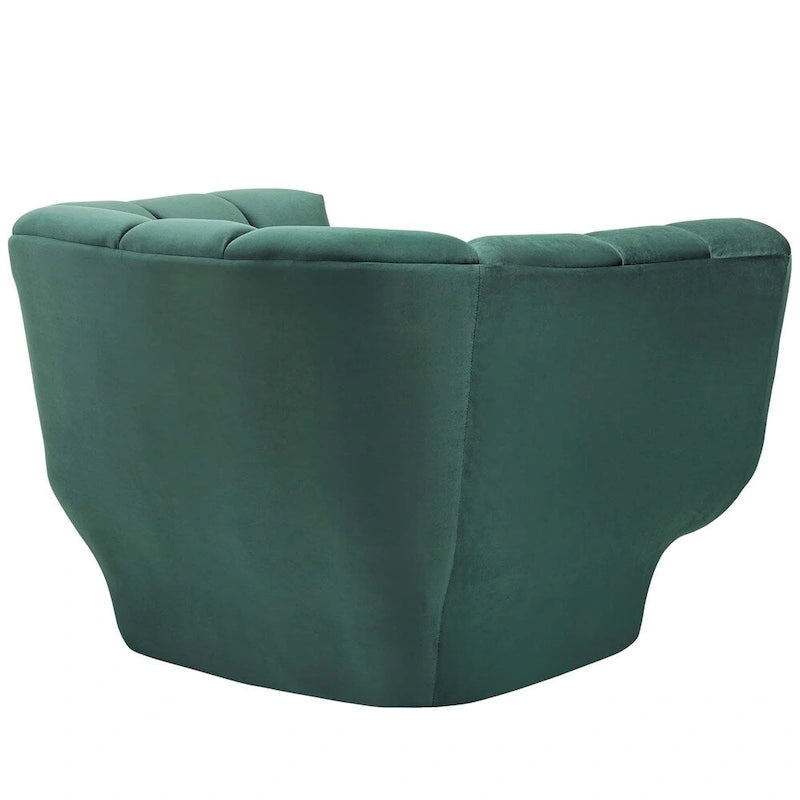 Poltrona in velluto trapuntato a canali verde/blu scuro/rosa antico/grigio, set da 2