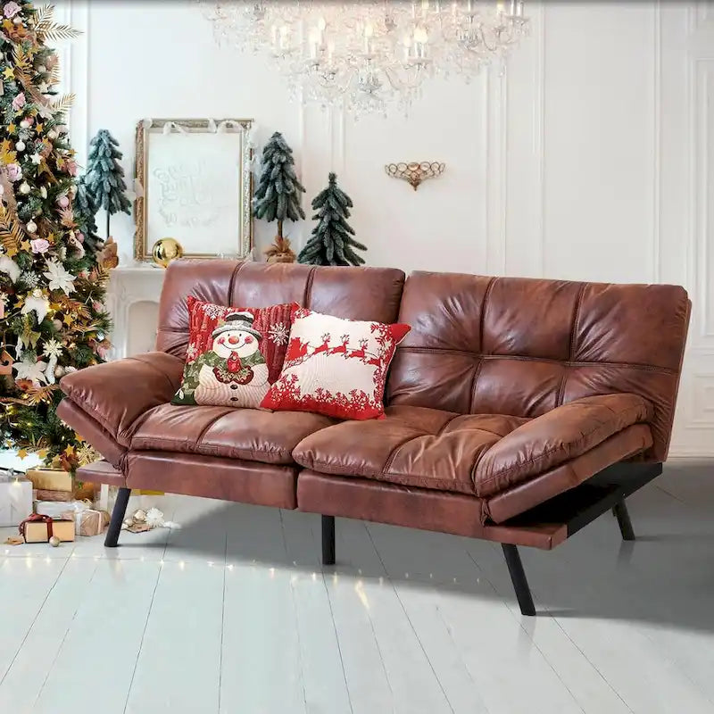 Sofa Bed, Convertible Futon Sleeper Couch Daybed with Adjustable Armrests for Studio, Apartment, Office, Small Space