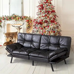 Divano Letto Futon Convertibile Grigio / Marrone / Nero con Braccioli Regolabili, 2 Posti