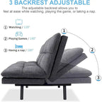 Divano Letto Futon Convertibile Grigio / Marrone / Nero con Braccioli Regolabili, 2 Posti