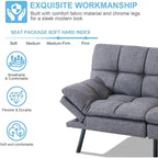 Divano Letto Futon Convertibile Grigio / Marrone / Nero con Braccioli Regolabili, 2 Posti