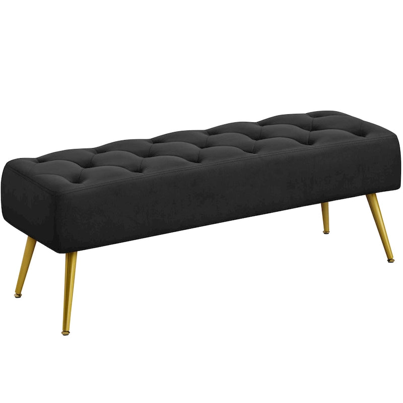Poggiapiedi Imbottito Pouf in Velluto con Bottoni Tavolino/Panchina - 451617