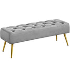 Poggiapiedi Imbottito Pouf in Velluto con Bottoni Tavolino/Panchina - 451617