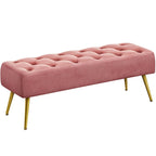 Poggiapiedi Imbottito Pouf in Velluto con Bottoni Tavolino/Panchina - 451617