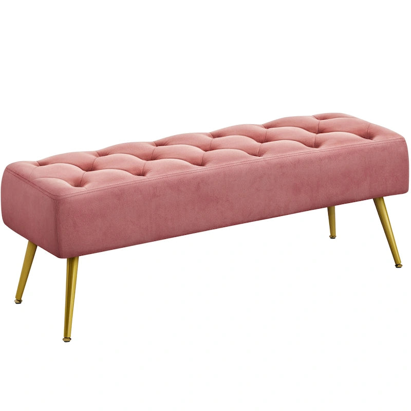 Poggiapiedi Imbottito Pouf in Velluto con Bottoni Tavolino/Panchina - 451617