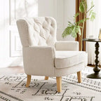 Poltrona Club "Almond Boucle" con borchie