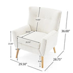 Poltrona moderna in tessuto felpato con gambe in legno