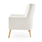 Poltrona moderna in tessuto felpato con gambe in legno