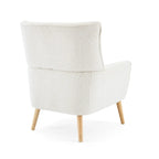 Poltrona moderna in tessuto felpato con gambe in legno