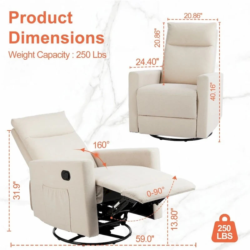 Poltrona reclinabile in tessuto Winback beige/grigio – Posto singolo