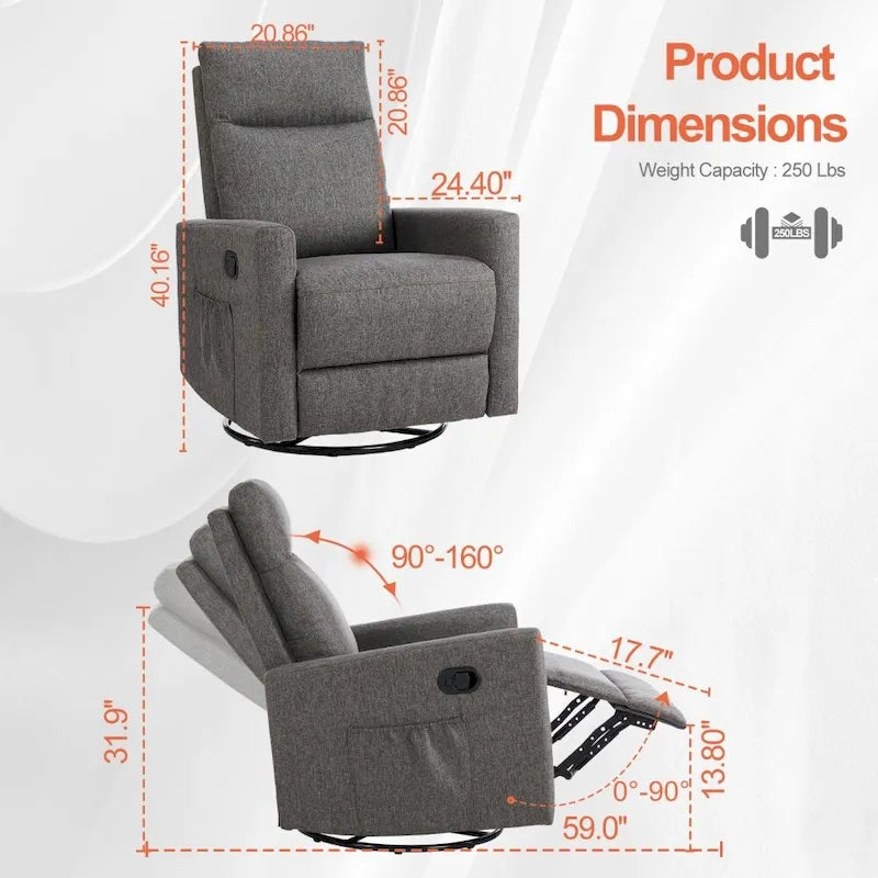 Poltrona reclinabile in tessuto Winback beige/grigio – Posto singolo