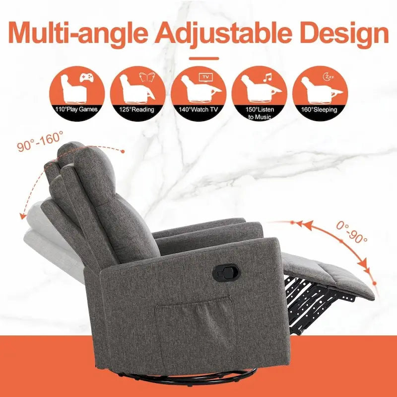 Poltrona reclinabile in tessuto Winback beige/grigio – Posto singolo