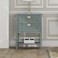 Tavolino da Divano / Comodino a 2 Cassetti Grigio Chiaro / Blu, Stile Americano