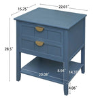Tavolino da Divano / Comodino a 2 Cassetti Grigio Chiaro / Blu, Stile Americano