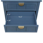 Tavolino da Divano / Comodino a 2 Cassetti Grigio Chiaro / Blu, Stile Americano